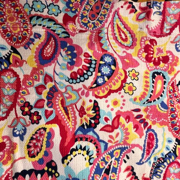 Talbots Skirt Red Orange Paisley Print Twill Knee Length Size 16 - Picture 5 of 9